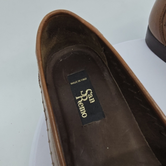 San Remo Shoe Men's 8.5M Brown Leather Moc Toe Tassel Loafers - Picture 4 of 10